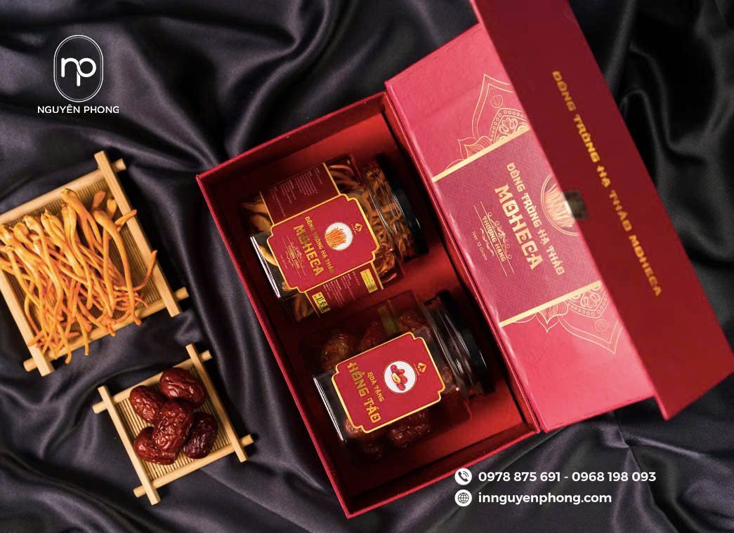 In tem nhãn cho hộp dông trùng hạ thảo